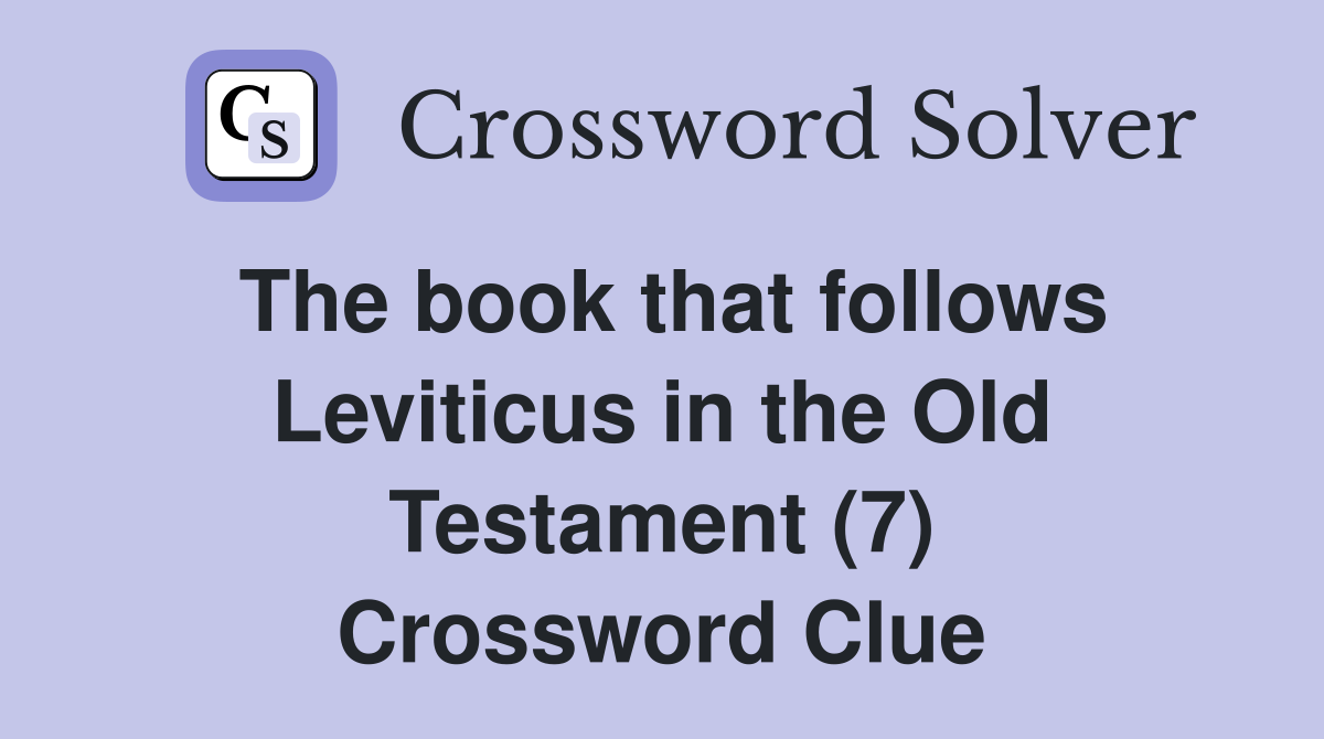 second book of the old testament crossword clue